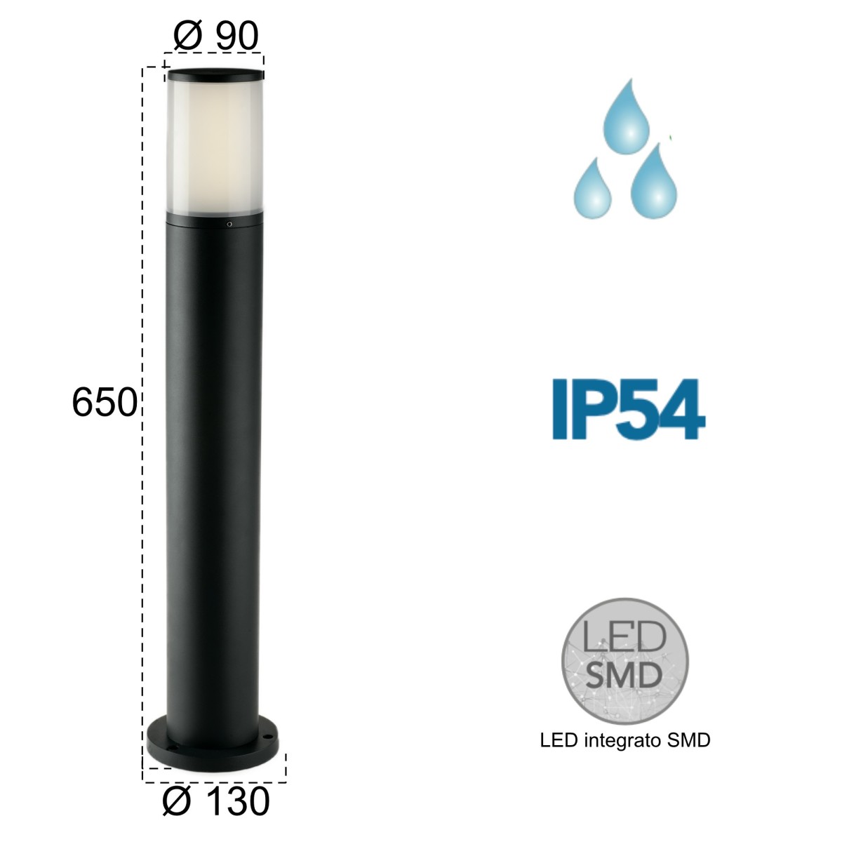 Palo luce per esterno 13W a led antracite Explorer