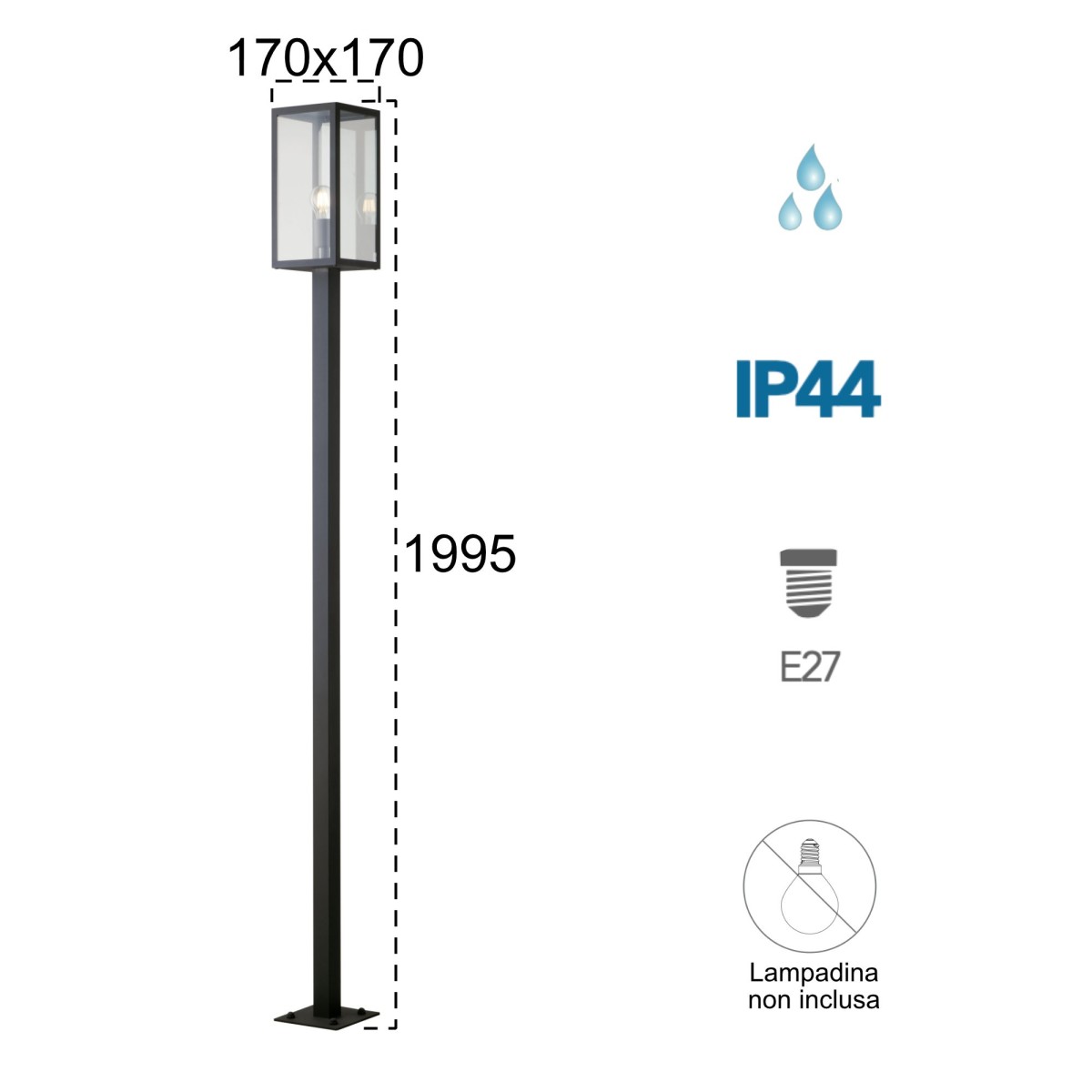 Außenlichtmast 60W E27 Anthrazit Gastly