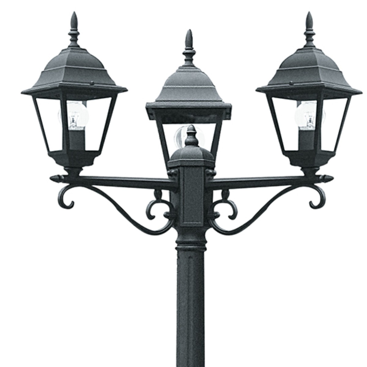 Außenlichtmast 3x60W E27 schwarz Paris