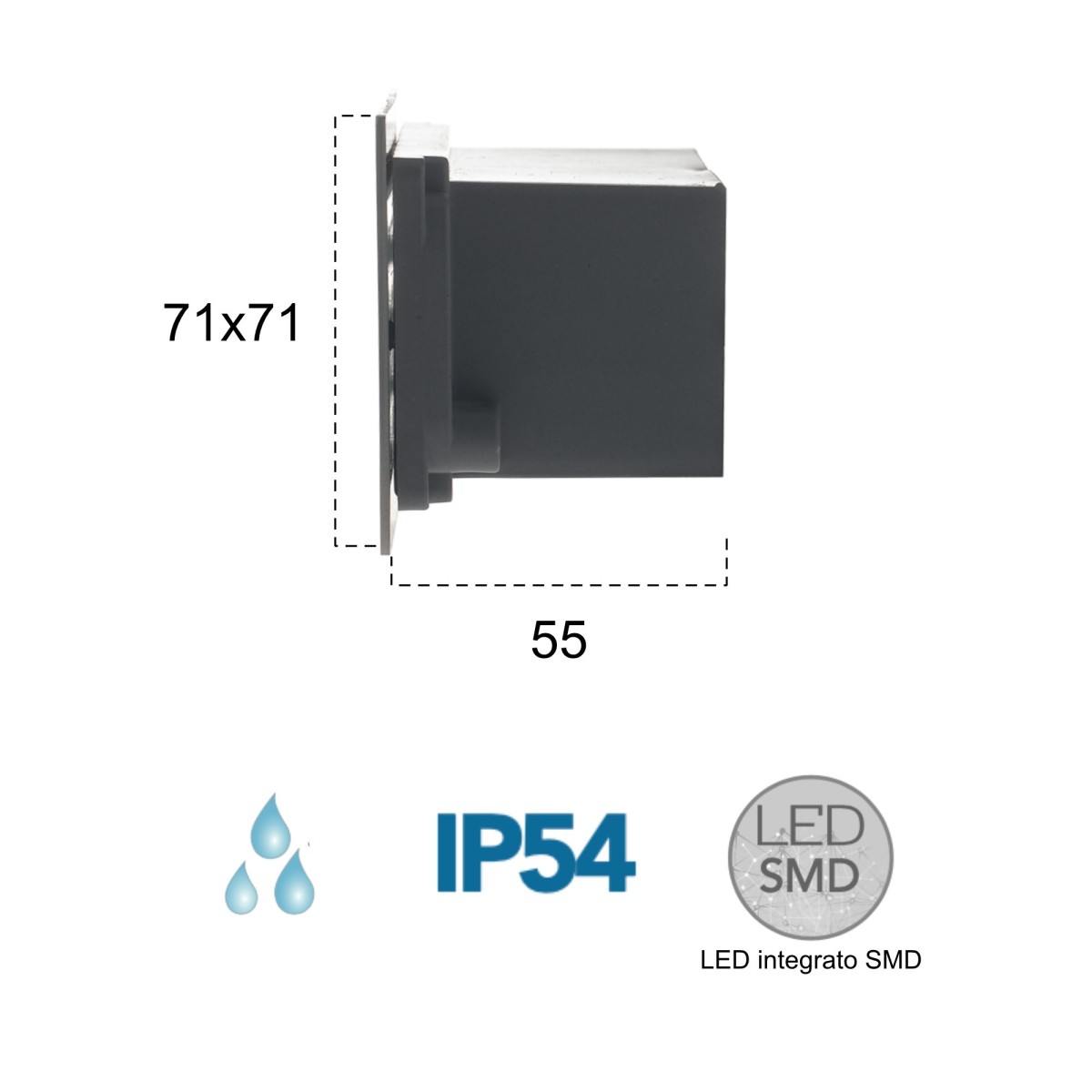 Segnapassi da incasso 3W a led nickel Flank