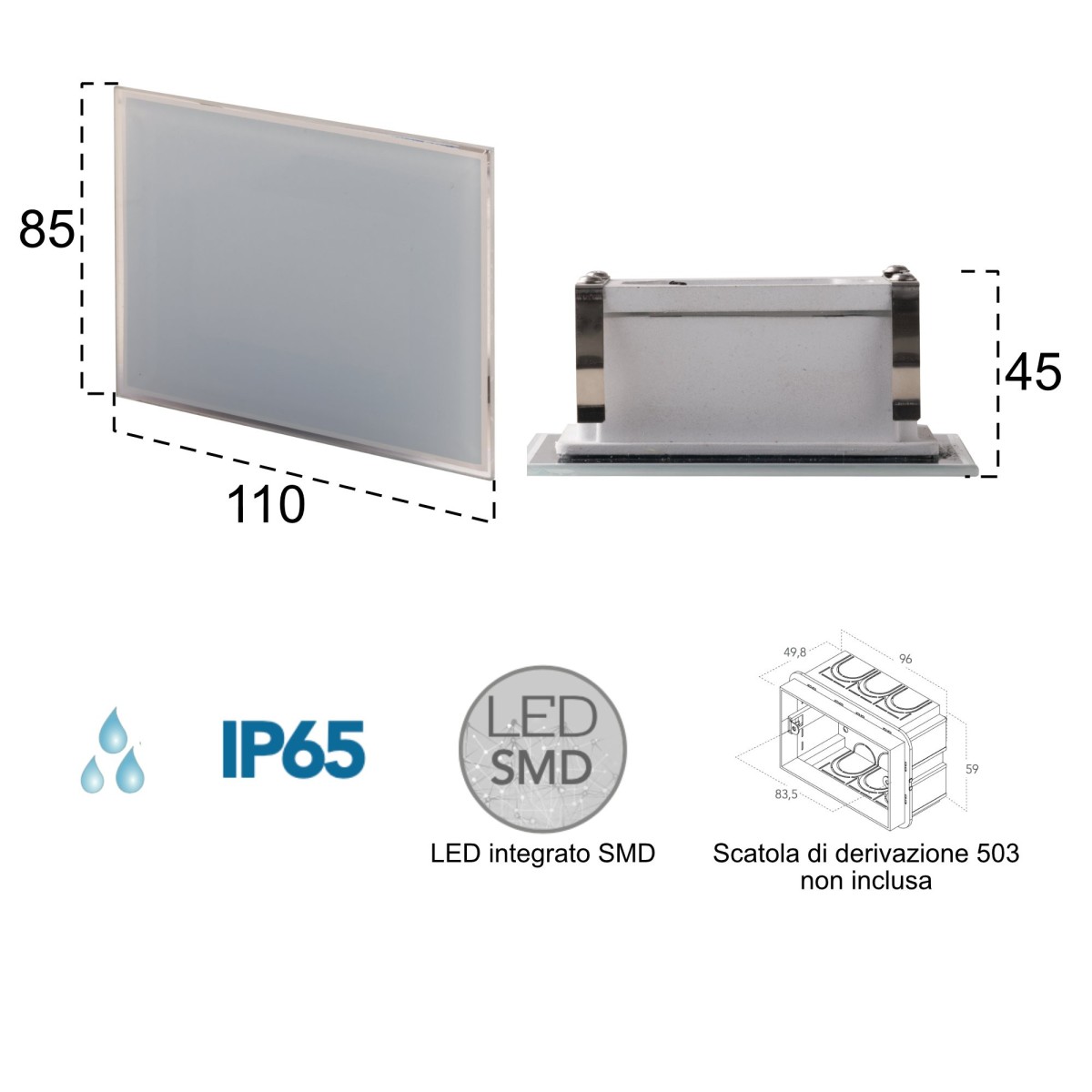 Schieferweiße LED-Einbauleuchte mit 3 W