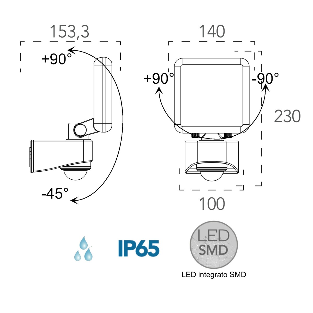 10W LED-Außenstrahler mit anthrazitfarbenem Sputnik-Sensor