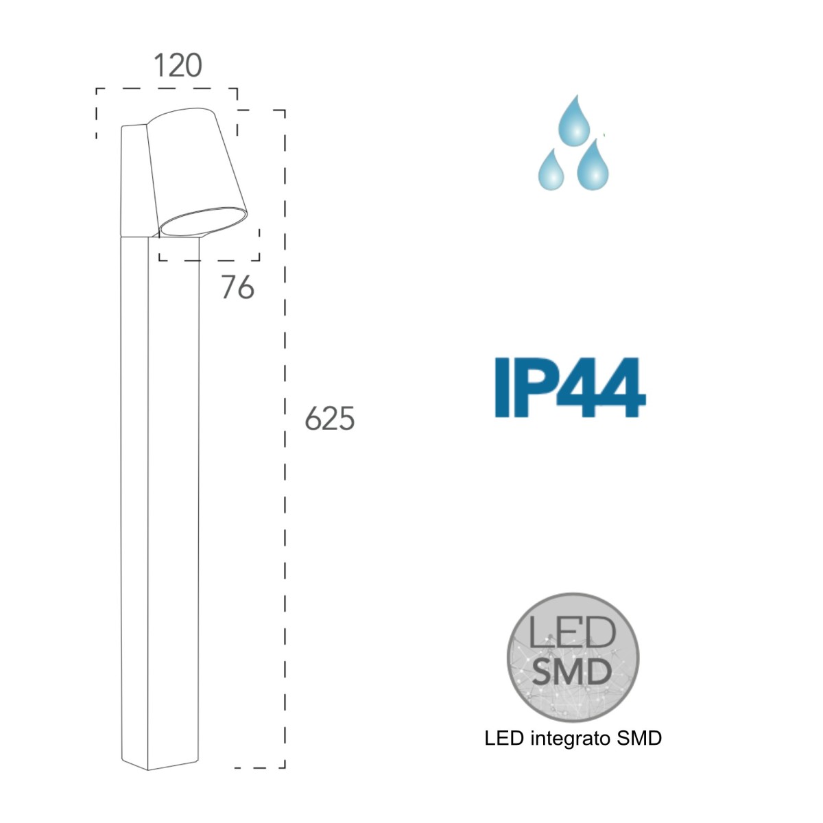 Zark 6W weiße LED-Pollerleuchte für den Außenbereich