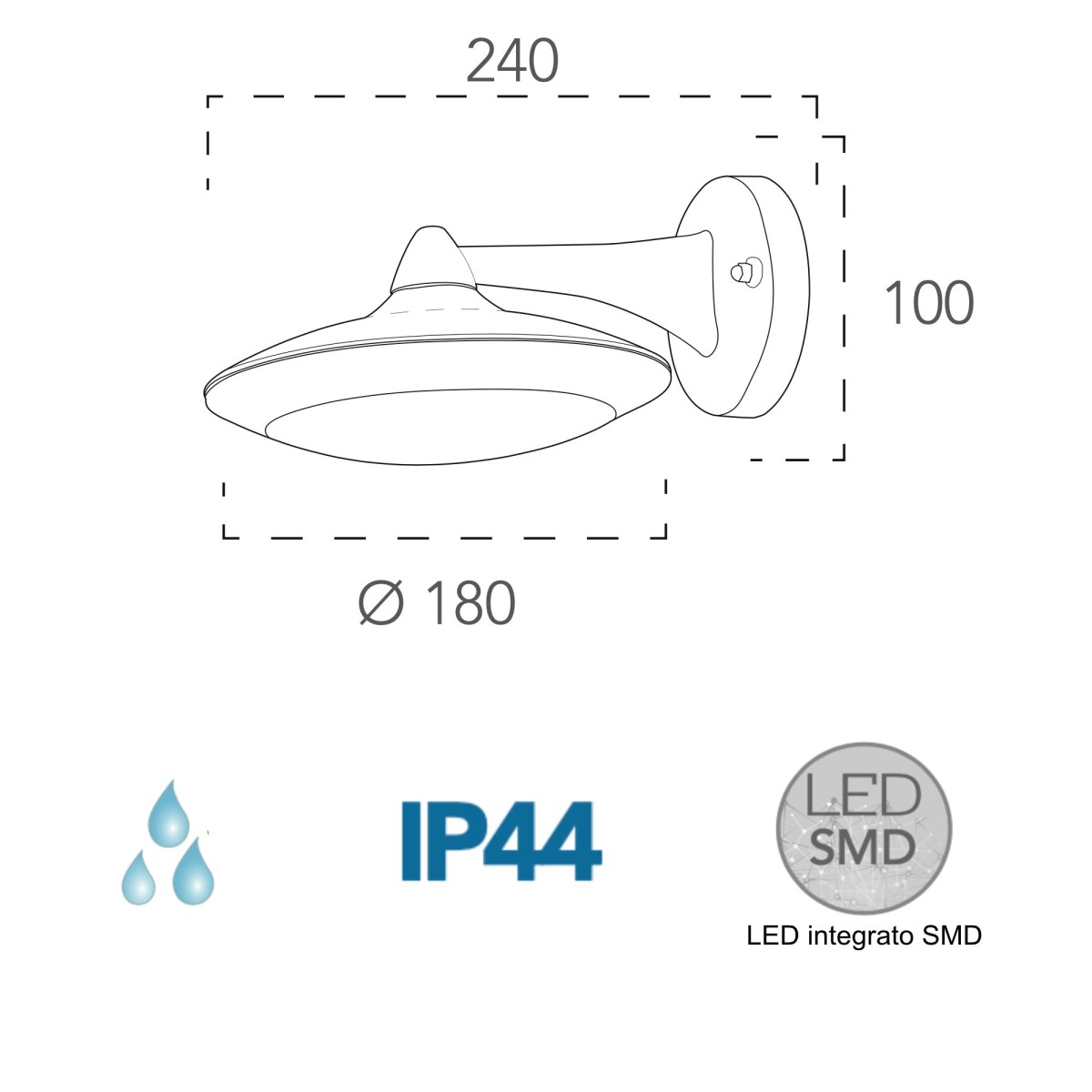 Armony 12W schwarze LED-Außenwandleuchte