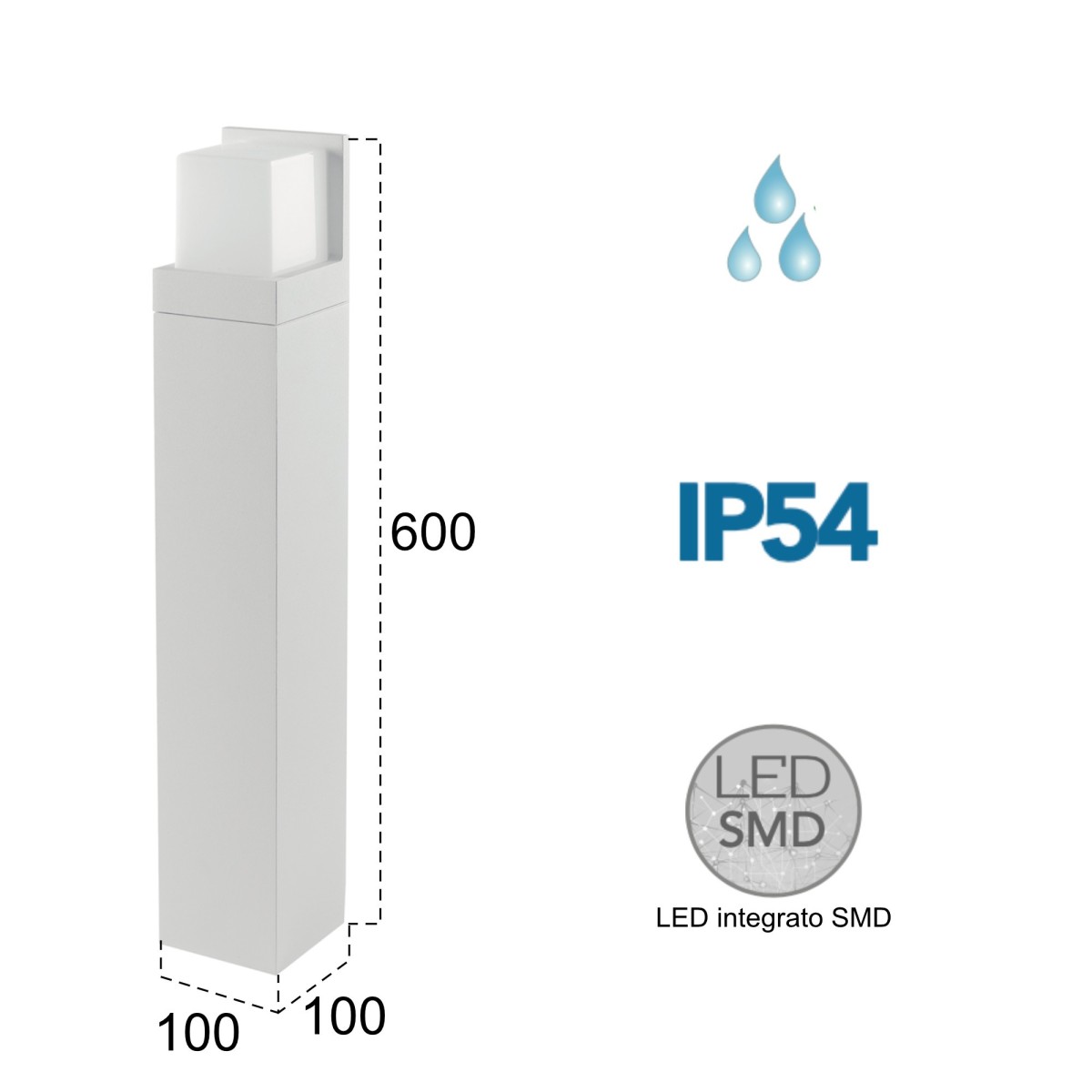 Gizmo 10W weiße LED-Außenpollerleuchte