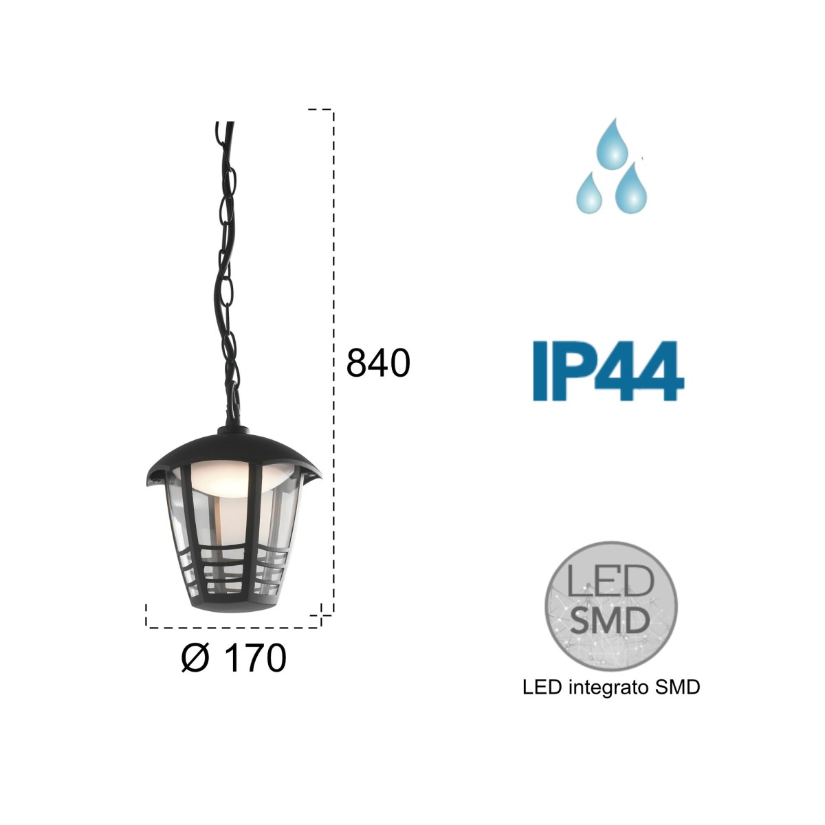 Lampe à suspension Black Led A + 4000kelvin 12 watts