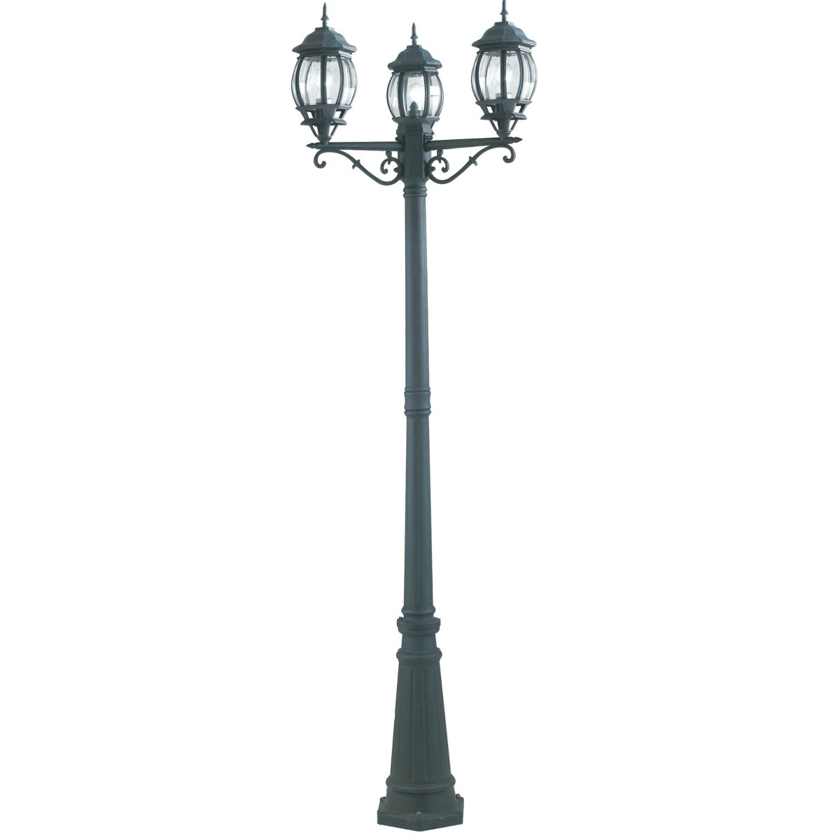 Außenlichtmast 3x60W E27 schwarz und Madridgrün