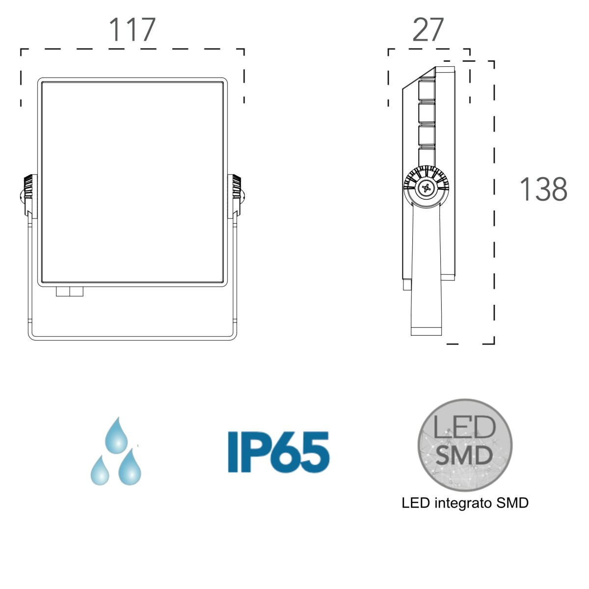 Projecteur extérieur à LED argenté