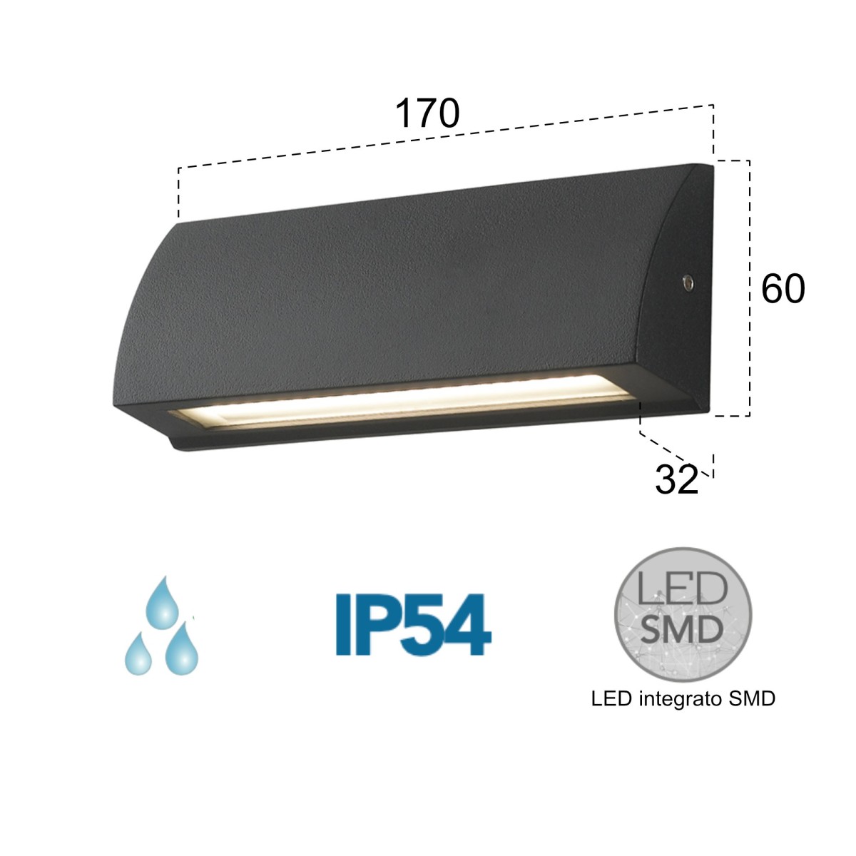 Marla anthrazitfarbene LED 6W Steplight-Wandleuchte