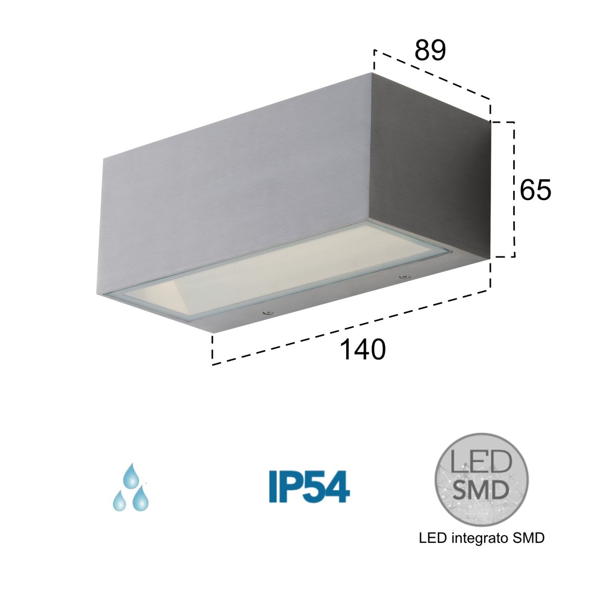 Applique da parete per esterno 12W nickel Box