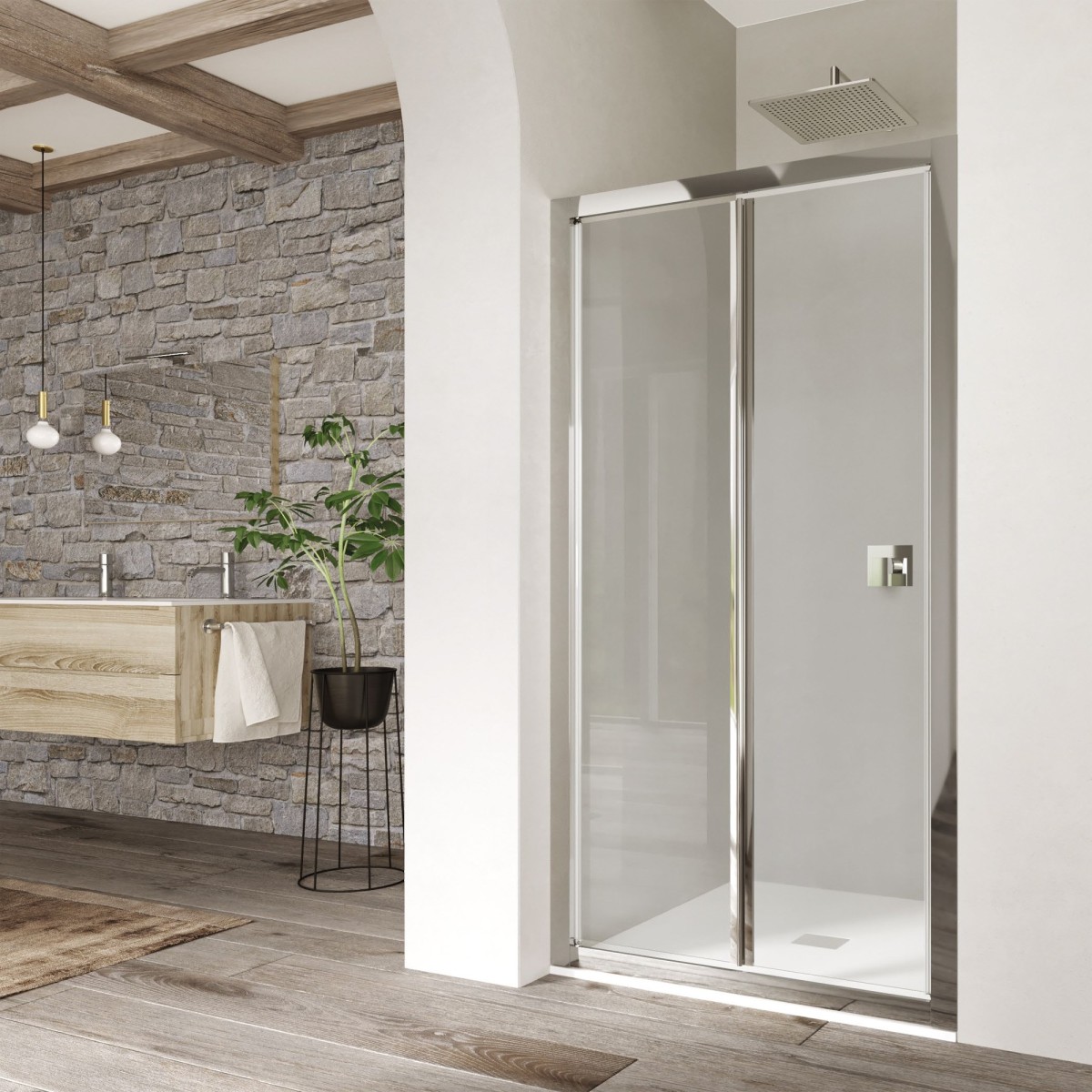 Niche pliante pour cabine de douche, pliante 70 80 90100 en verre 6mm H 190