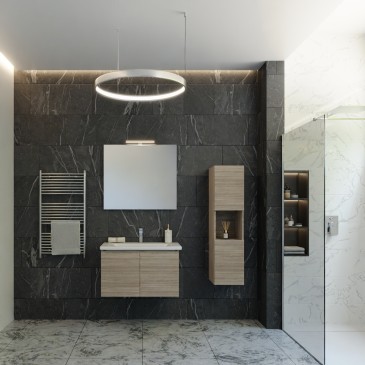 Composizione Bagno mobile sospeso 80cm con colonna olmo terra