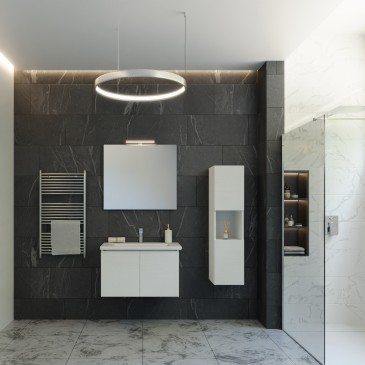 Composizione Bagno mobile sospeso 80cm con colonna bianco larice