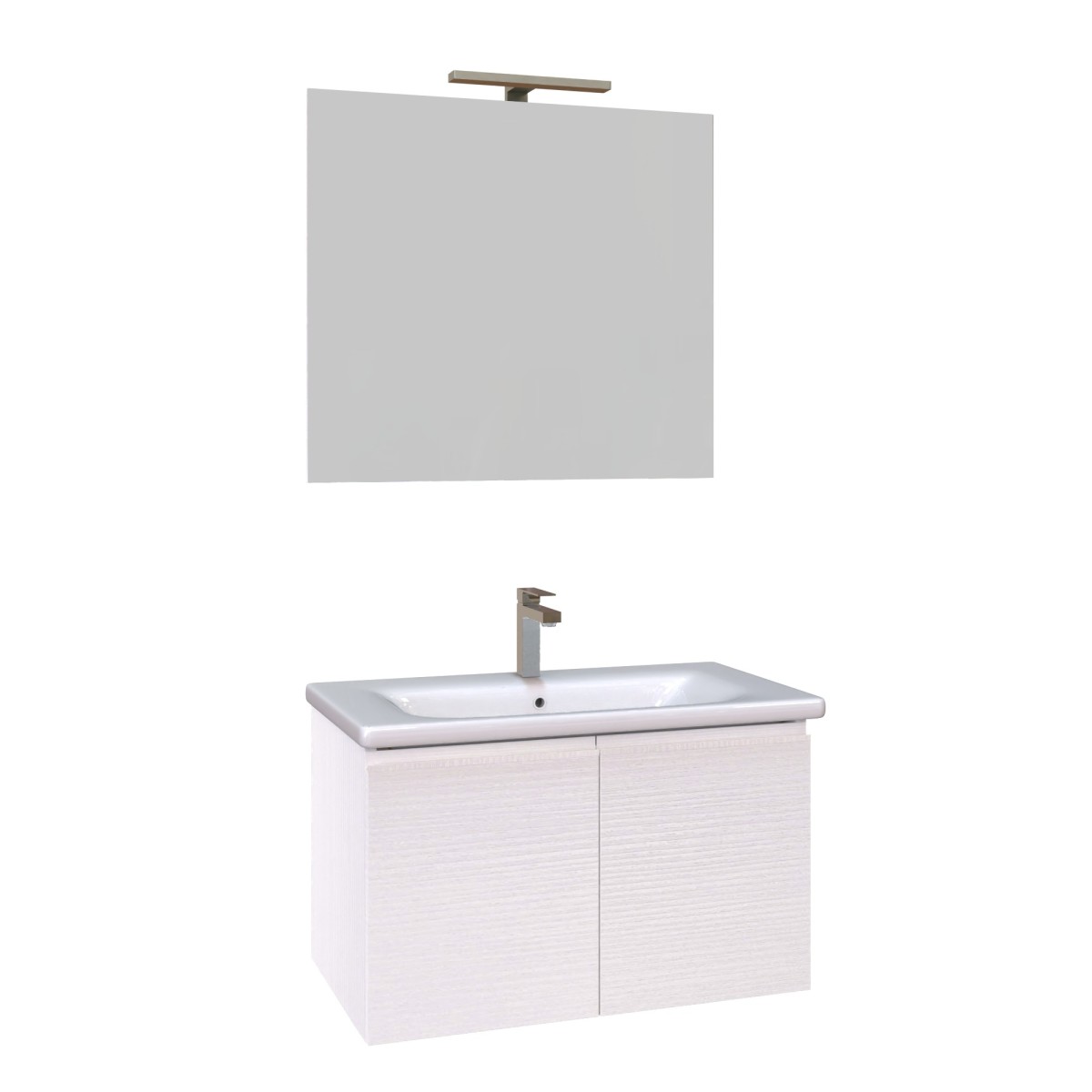 Meuble suspendu 80cm Mélèze blanc avec portes Duo-219