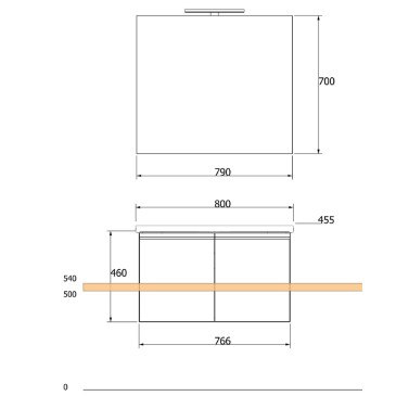 Meuble suspendu 80cm Mélèze chene  avec portes Duo-219