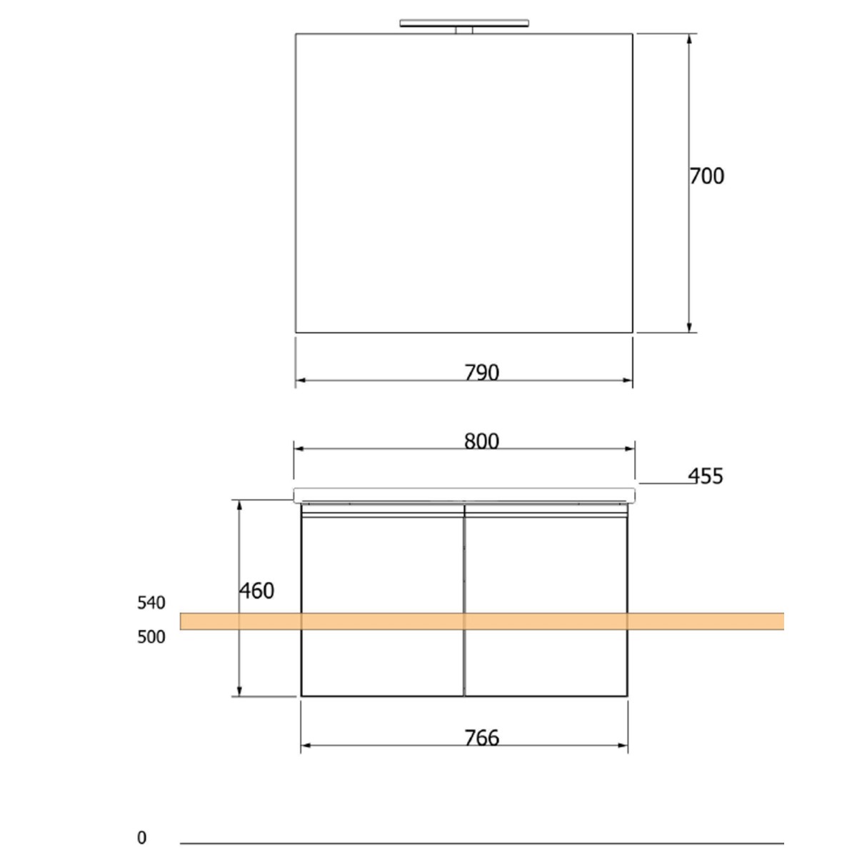 Meuble suspendu 80cm Mélèze chene  avec portes Duo-219