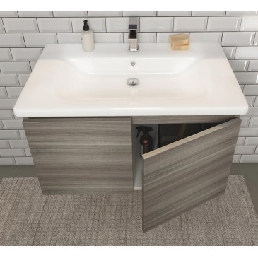 Composizione Bagno mobile sospeso 80cm con colonna bianco larice