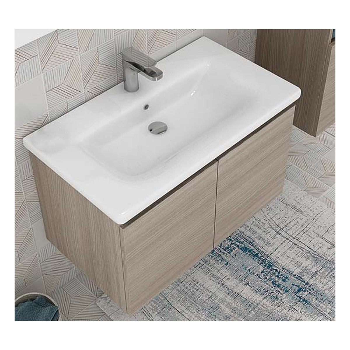 Composizione Bagno mobile sospeso 80cm con colonna olmo terra