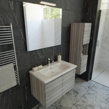 Composizione Bagno mobile sospeso 80cm con colonna grigio