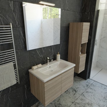 Composizione Bagno mobile sospeso 80cm con colonna olmo terra