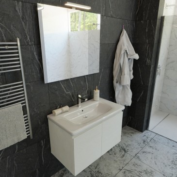 Mobile bagno sospeso 80cm Larice bianco con sportelli DUO-219-BL