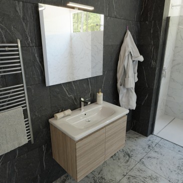 Mobile bagno sospeso 80cm Olmo Terra con sportelli DUO-219-OT