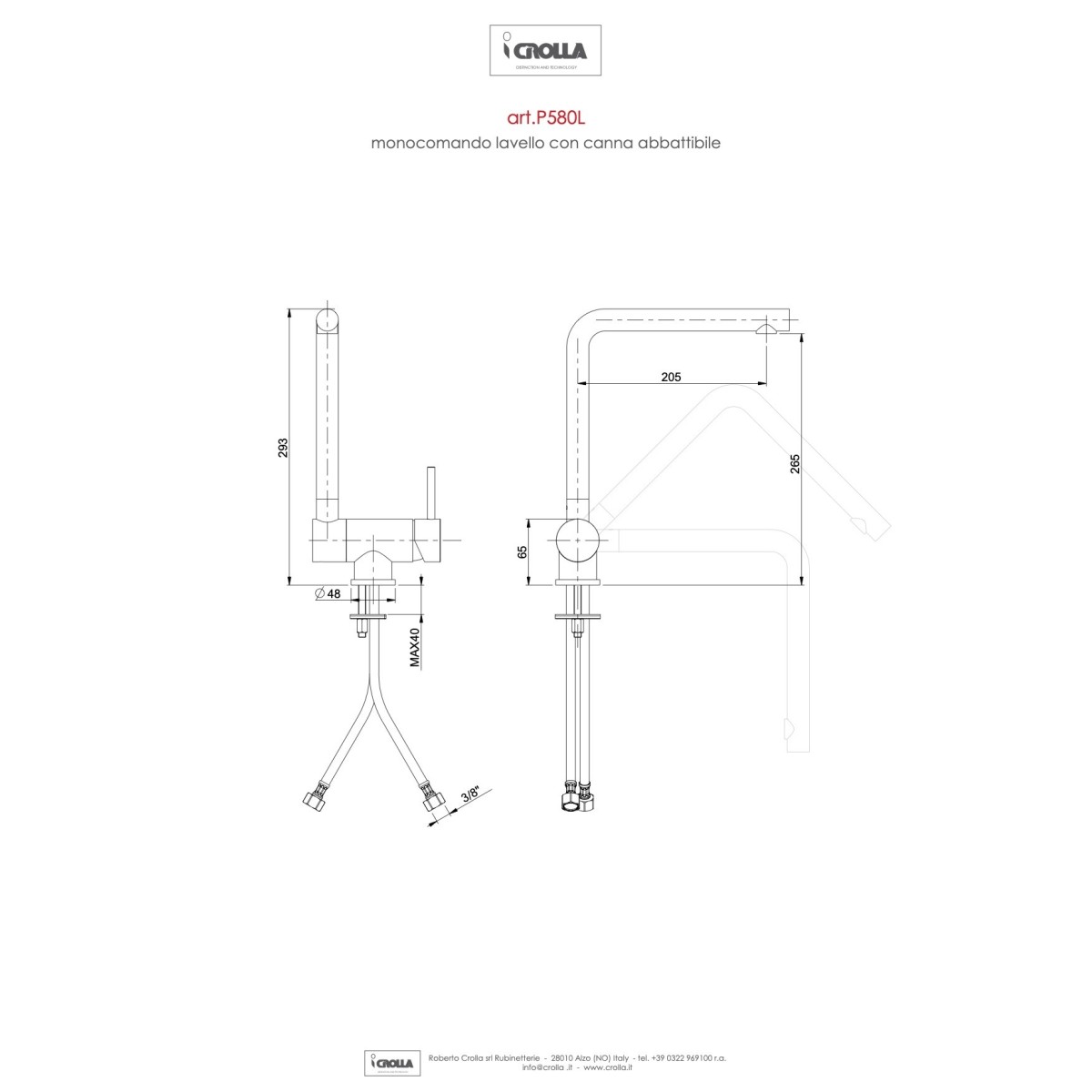 Rubinetto da cucina sottofinestra cromato Puro