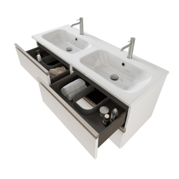 Mobile bagno sospeso 120cm con specchio bianco opaco DUBON