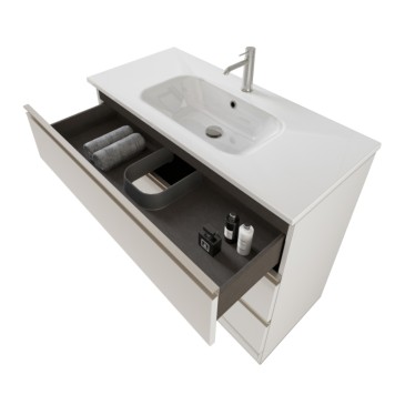 Mobile bagno a terra 100cm con specchio bianco opaco DUBON