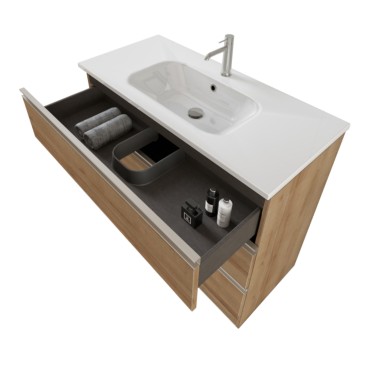 Mobile bagno a terra 100cm con speccho rovere farnia DUBON