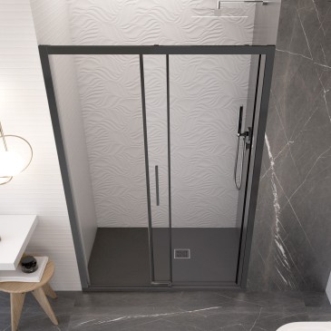 Porte de douche niche de salle de bain avec profils Lagoa noirs