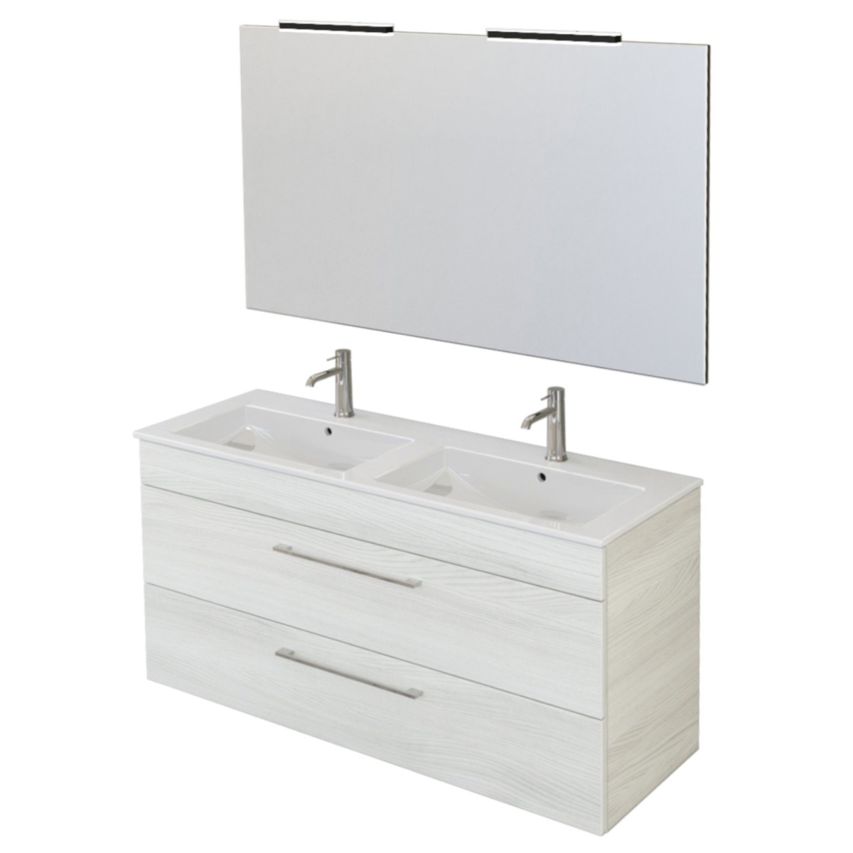 Mobile bagno sospeso 118cm con specchio olmo bianco FACILE