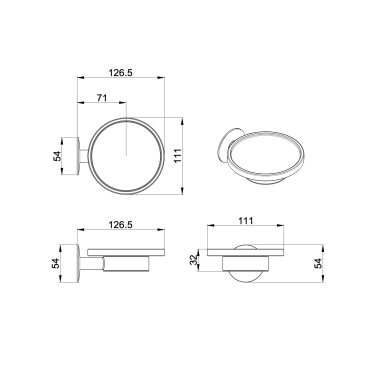 Ensemble d'accessoires de salle de bain chrome en verre satiné Venise