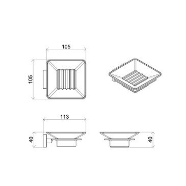 Ensemble d'accessoires de salle de bain chromés en verre dépoli Zurich