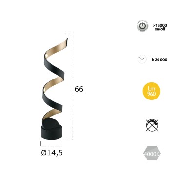 Lampada da tavolo 12W a led nero SPIRAL. Acquista articoli per l'illuminazione a prezzi vantaggiosi.