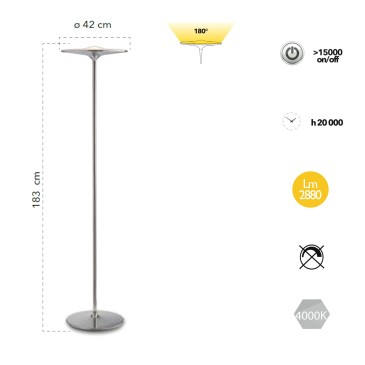 Piantana lampada da terra 36W a led cromo CLAST. Design moderno e minimalista.