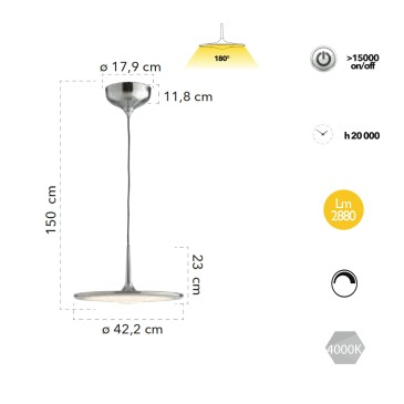 36W Chrom-LED-Pendelleuchte...