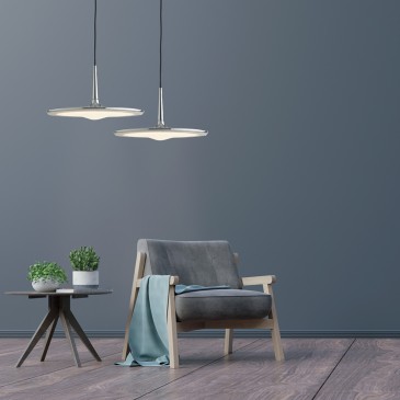 Lampada a sospensione 36W a led cromo CLAST. Design moderno e minimalista.