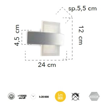 Applique da parete per interno 10W a led bianco STEVENS. Punto luce moderno in metallo e vetro.