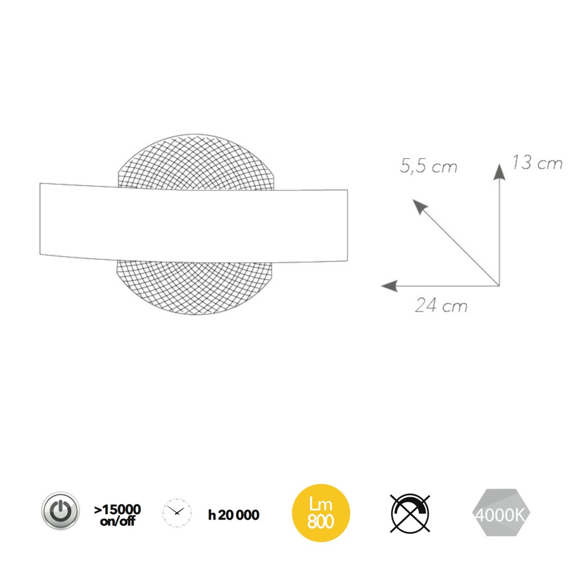 Applique da parete per interno a led 10W bianca ALWAYS. Punto luce moderno di forma circolare in metallo e acrilico