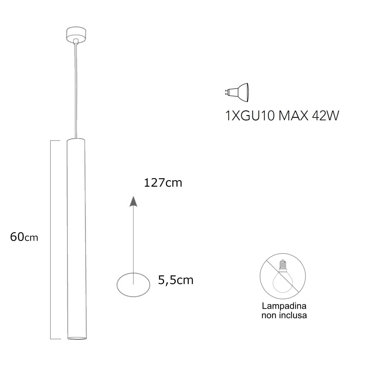 I FLUKE S CR 8031440361774 Fan Europe Lighting Suspension tubulaire chromée FLUKE