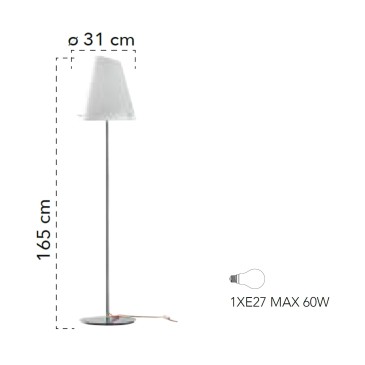 Piantana lampada da terra 60W E27 bianca LOCKE. Punto luce dal design moderno ed essenziale.