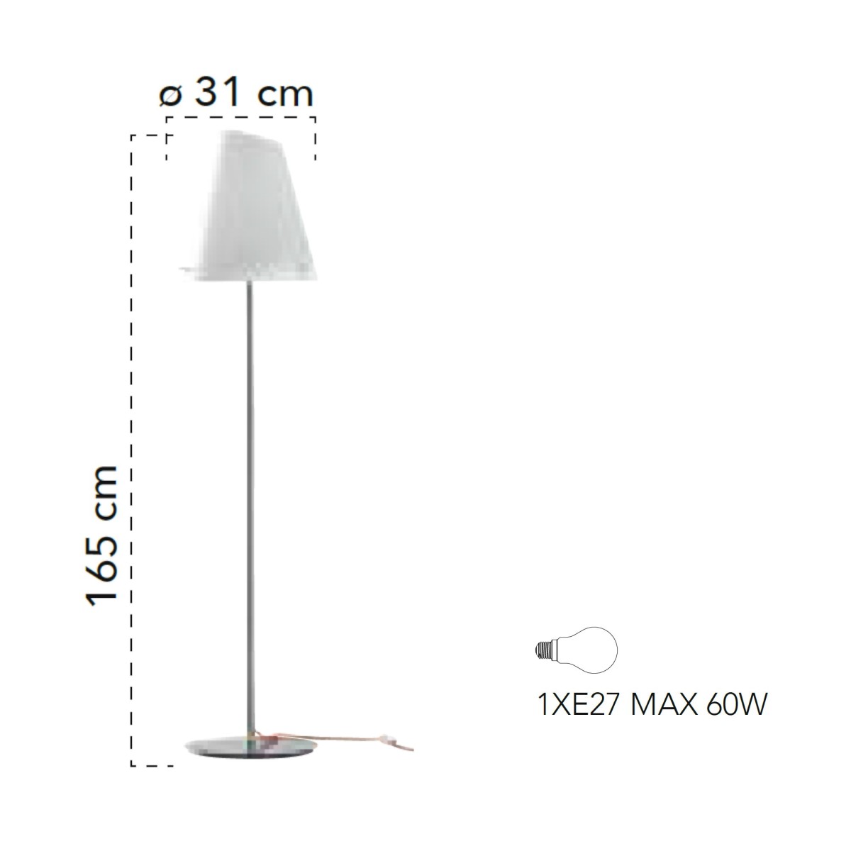 I ERMES PT 8031440357043 Fan Europe Lighting Lampadaire avec fil rouge et abat-jour conique ERMES