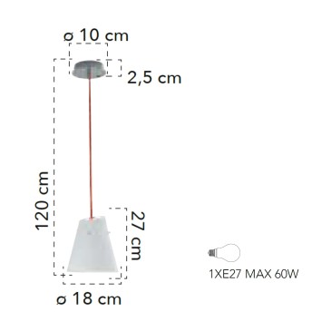 Lampada a sospensione 60W E27 bianca LOCKE. Punto luce dal design moderno ed essenziale.