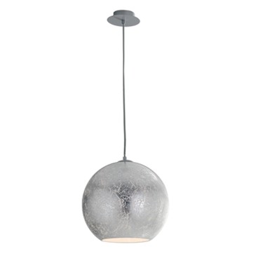 Lampada a sospensione 60W E27 diametro 30cm argento GLAM