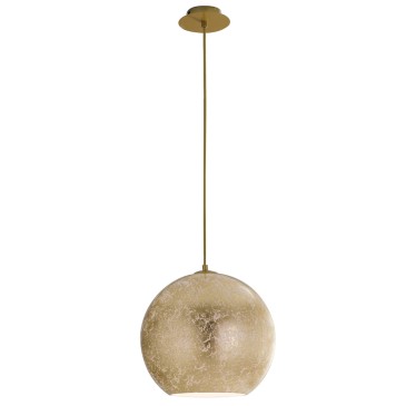 Lampada a sospensione 60W E27 diametro 30cm oro GLAM. Punto luce moderno ed elegante con preziosa decorazione. Paralume sferico.