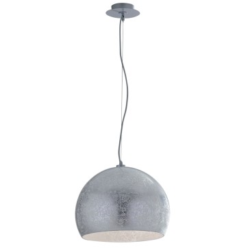 Lampada a sospensione 60W 3xE27 diametro 40cm argento GLAM