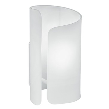 Lampada da tavolo 60W E27 bianco CREATE. Design moderno, struttura in alluminio e diffusore ricurvo in vetro.