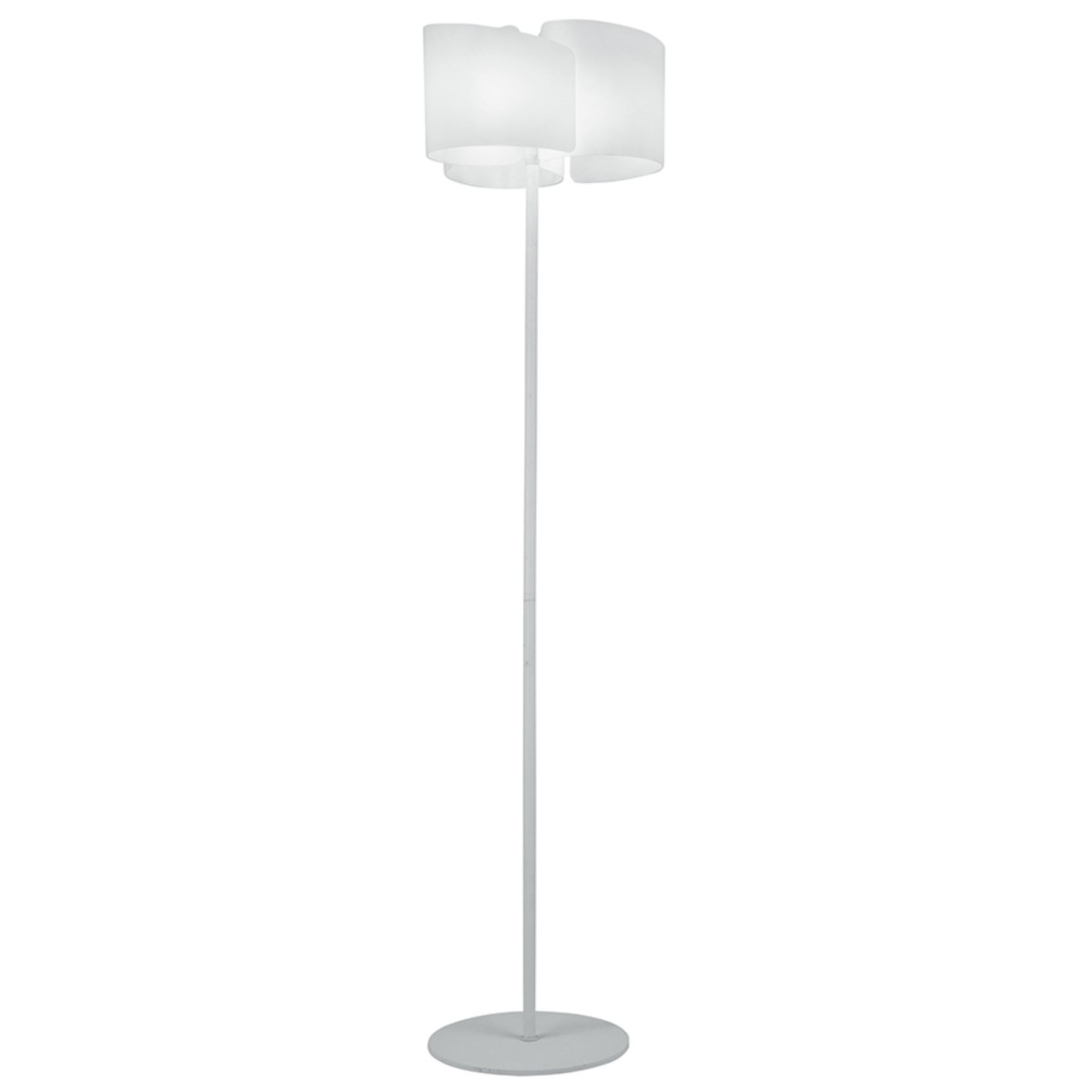 Piantana lampada da terra 60W 3XE27 bianca CREATE. Design moderno, struttura in alluminio e diffusore ricurvo in vetro.