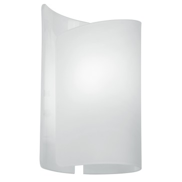 Applique da parete per interno 60W E27 bianco CREATE. Design moderno, struttura in alluminio con diffusore ricurvo in vetro.